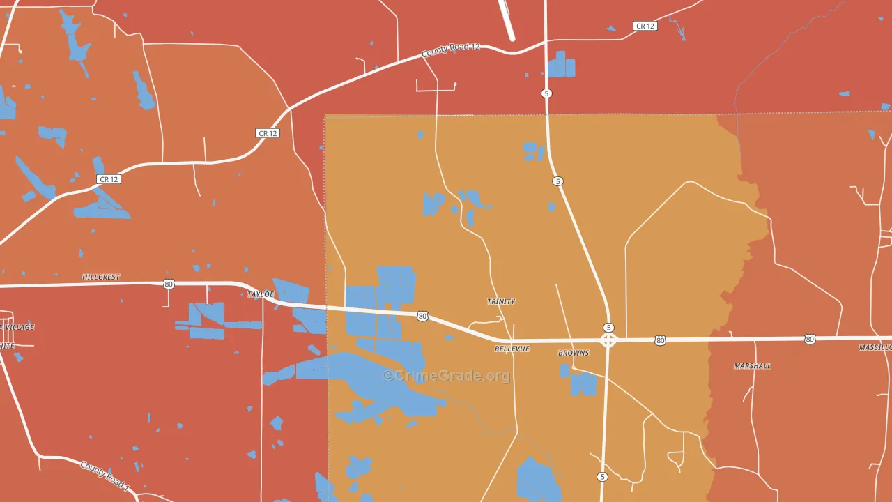 Browns, AL Map of Vandalism Rates