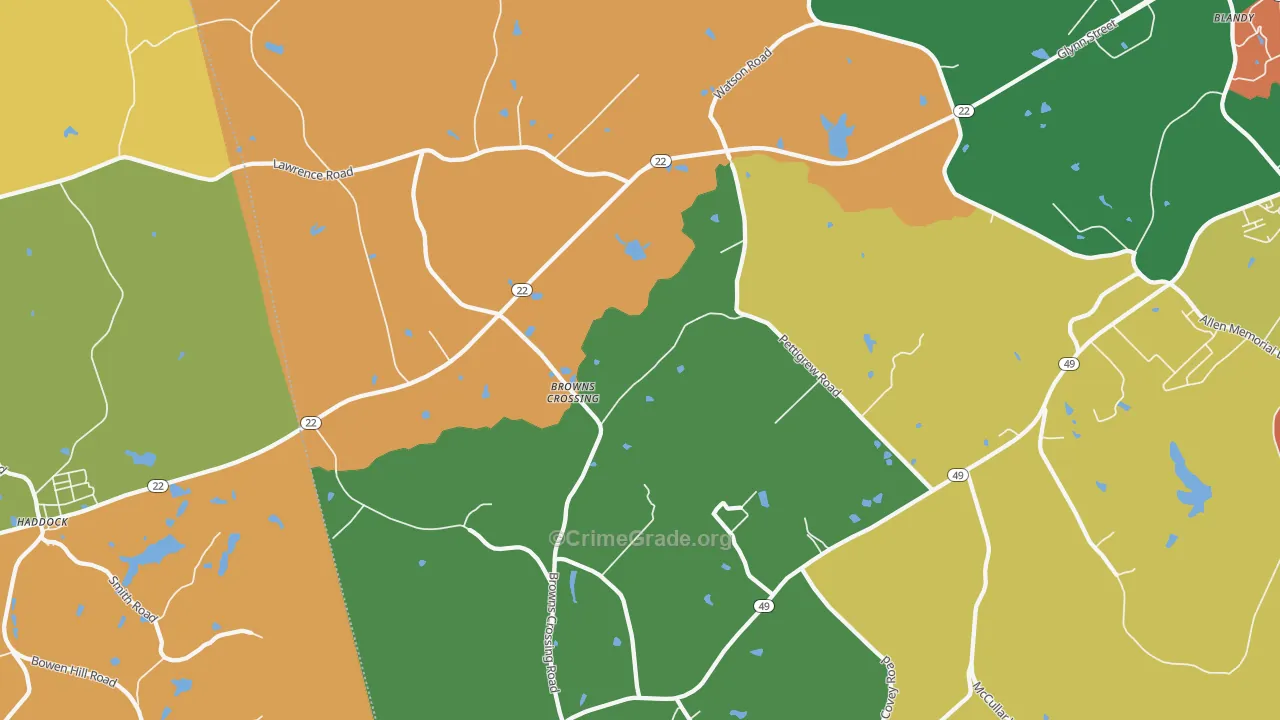 Browns Crossing, GA Map of Vandalism Rates