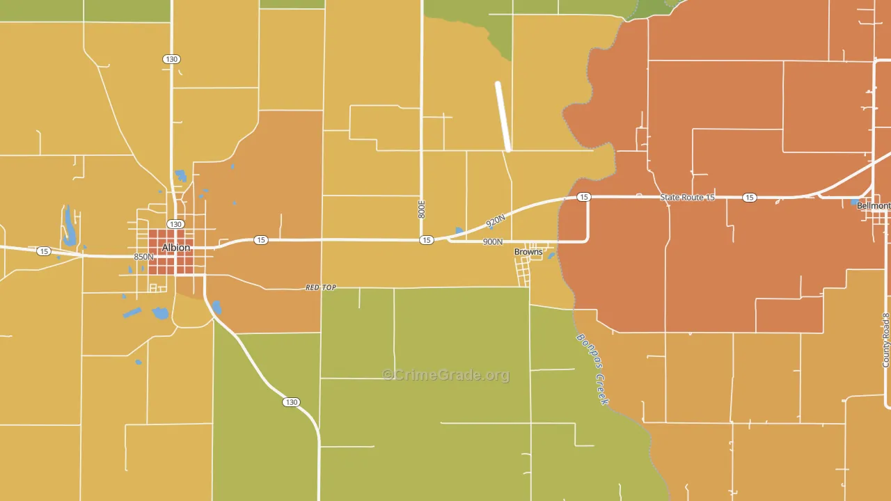 Browns, IL Map of Vandalism Rates