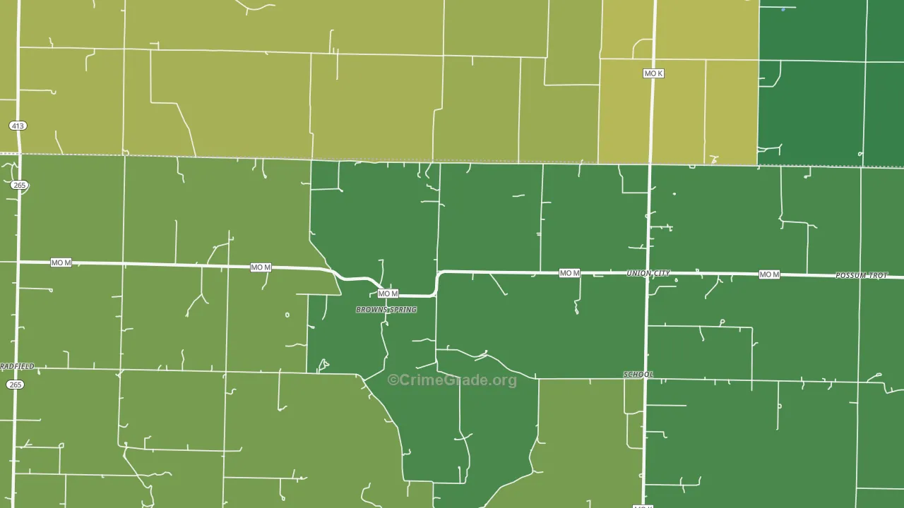 Browns Spring, MO Map of Vandalism Rates