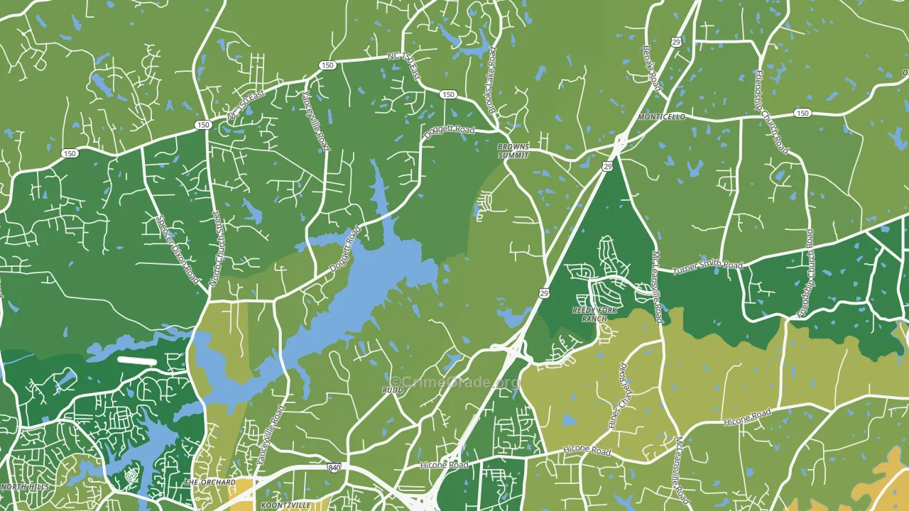 Browns Summit, NC Map of Vandalism Rates