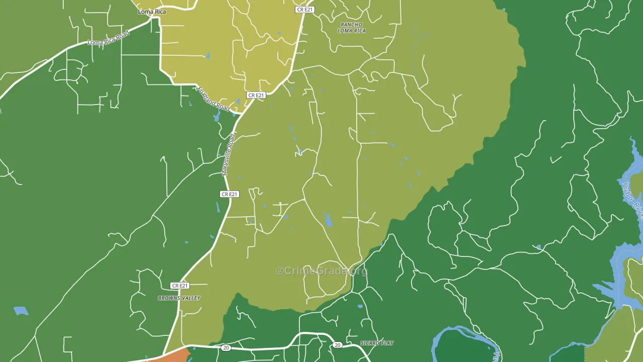Browns Valley, CA Map of Vandalism Rates