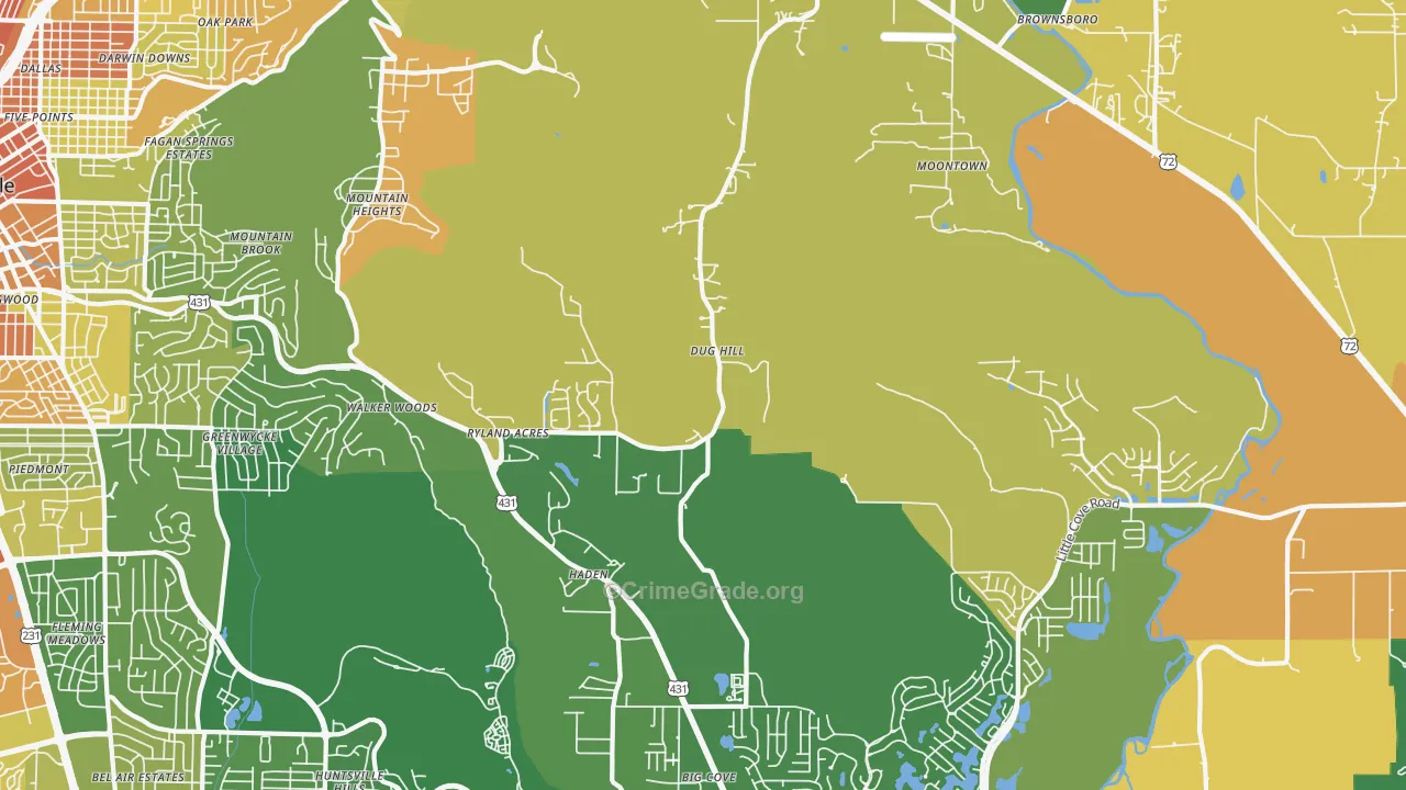 Brownsboro, AL Map of Vandalism Rates