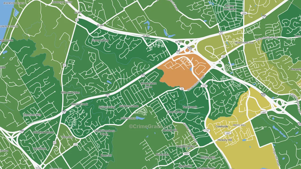 Brownsboro Farm, KY Map of Vandalism Rates