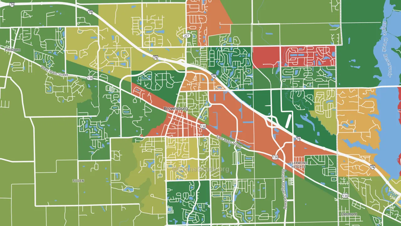 Brownsburg, IN Map of Vandalism Rates