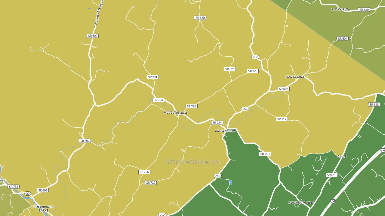 Brownsburg, VA Map of Vandalism Rates