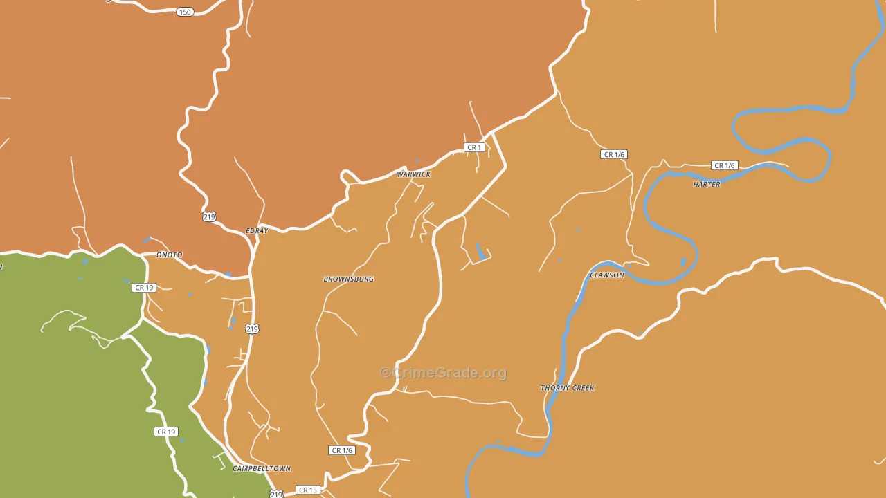 Brownsburg, WV Map of Vandalism Rates