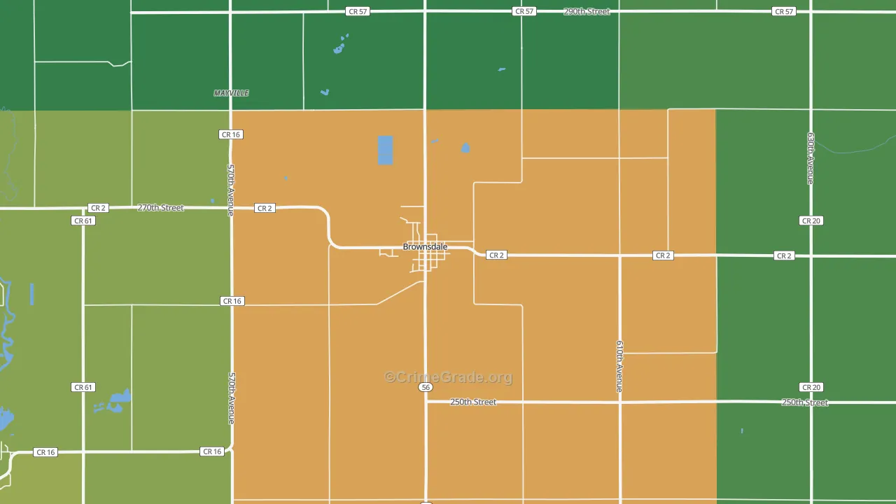 Brownsdale, MN Map of Vandalism Rates
