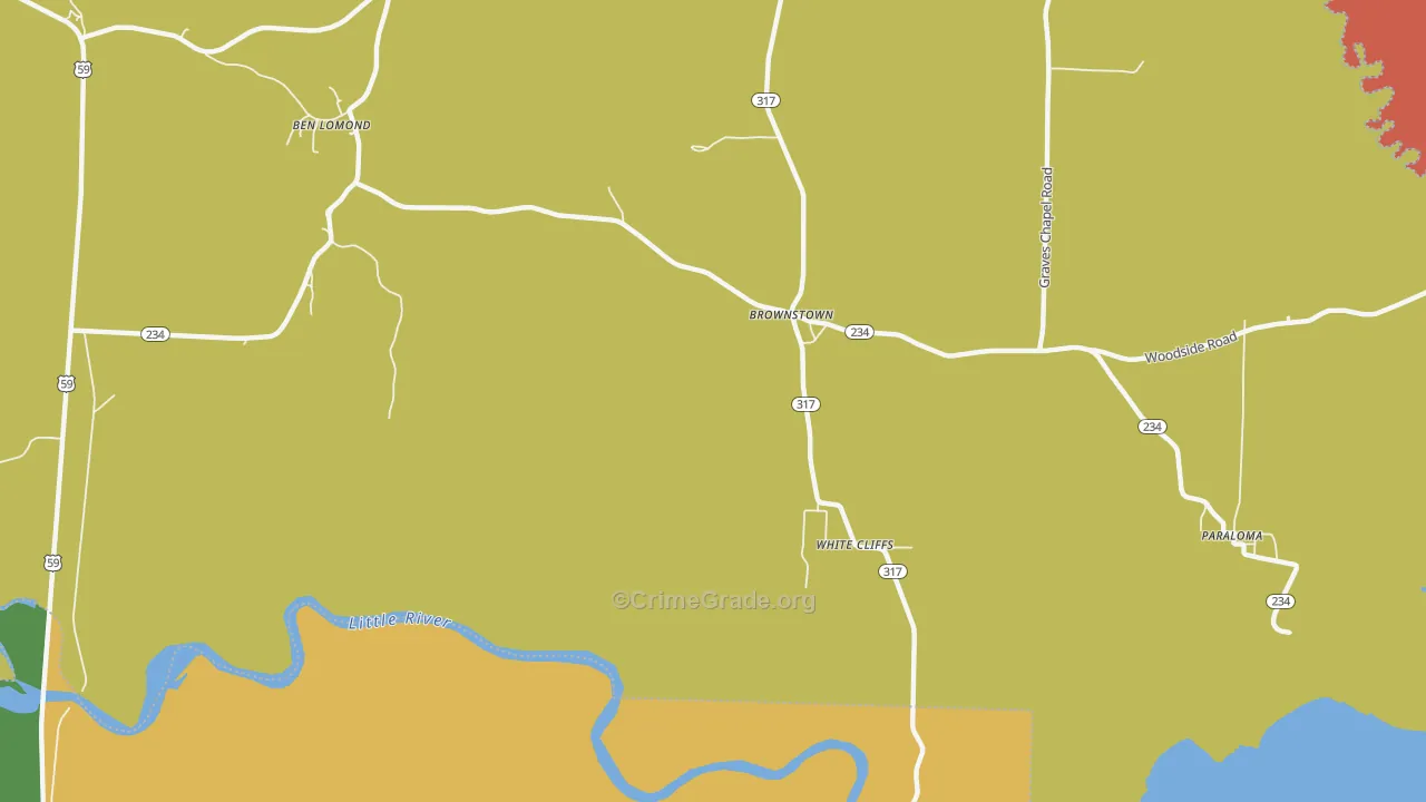 Brownstown, AR Map of Vandalism Rates