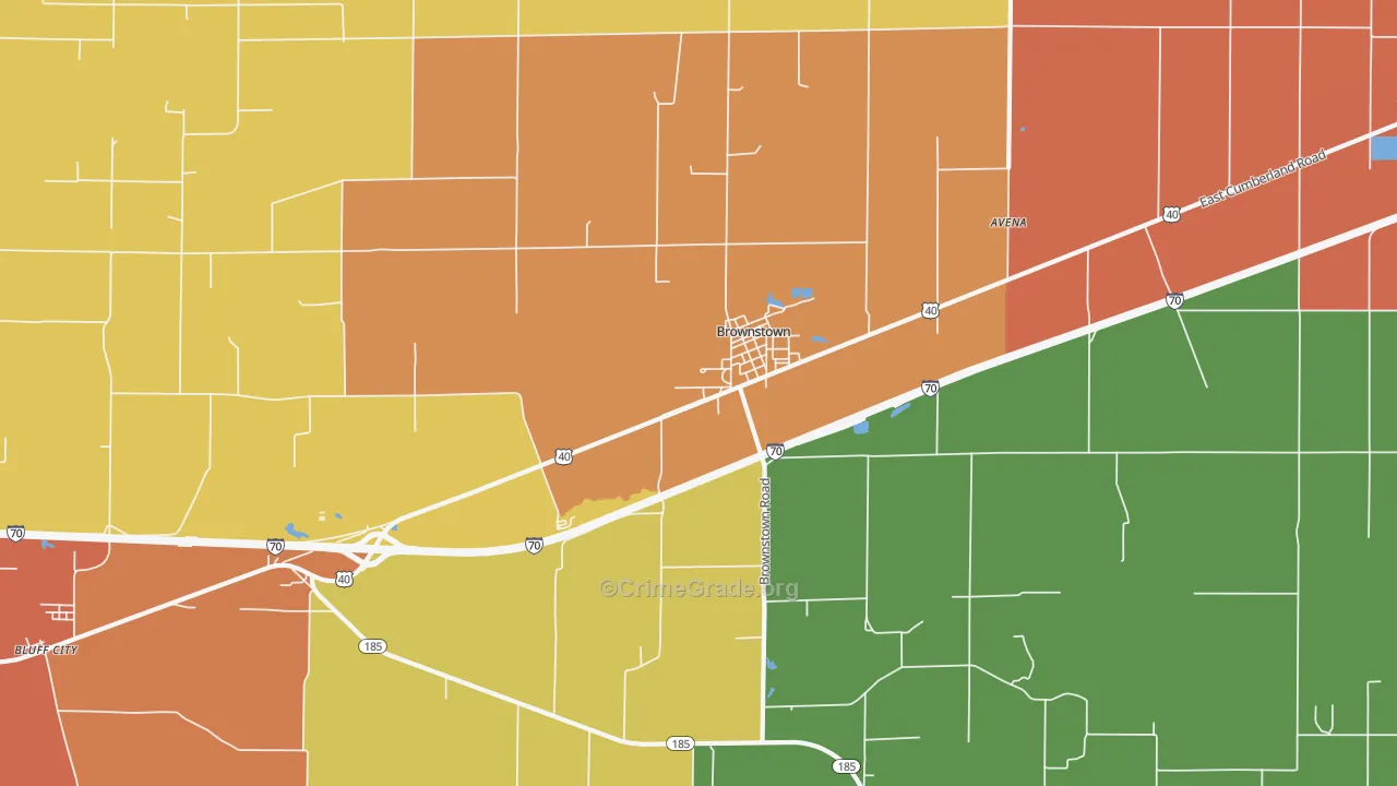 Brownstown, IL Map of Vandalism Rates