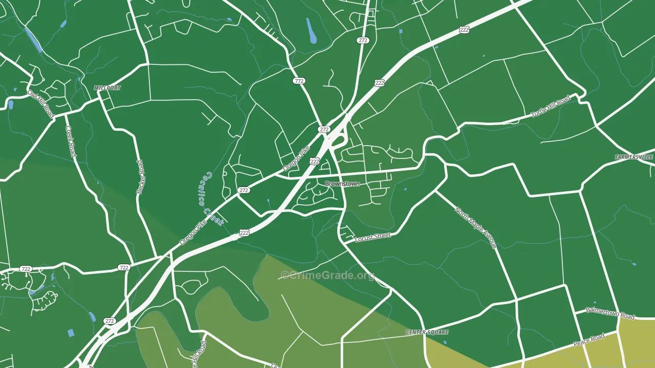 Brownstown, PA Map of Vandalism Rates