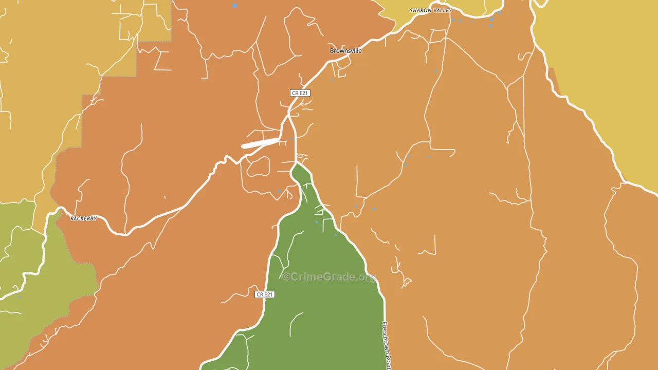 Brownsville, CA Map of Vandalism Rates