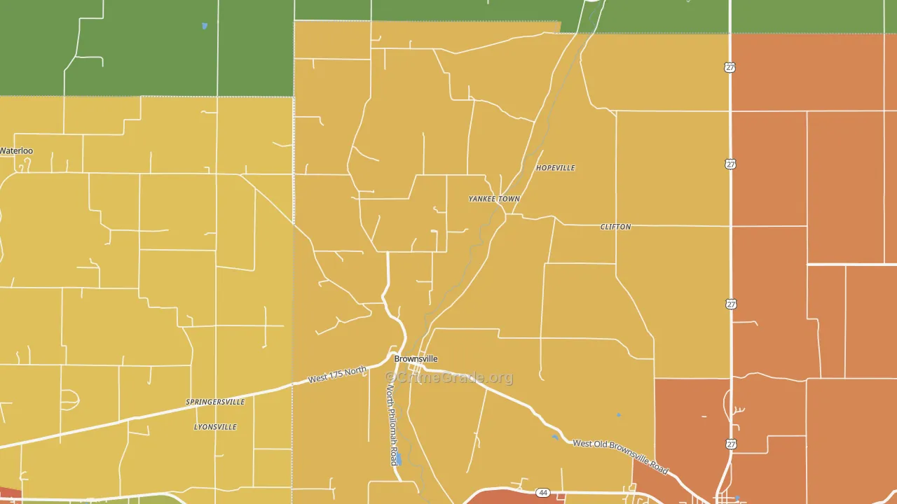 Brownsville, IN Map of Vandalism Rates