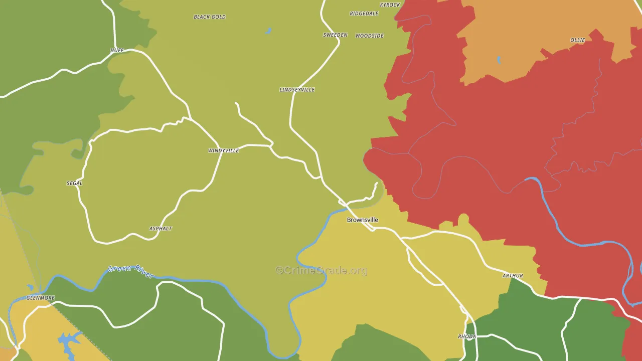 Brownsville, KY Map of Vandalism Rates