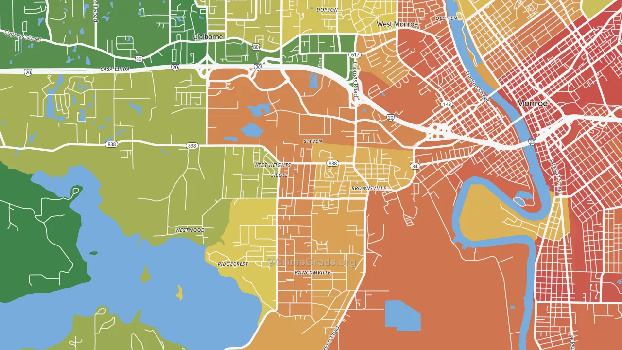 Brownsville, LA Map of Vandalism Rates
