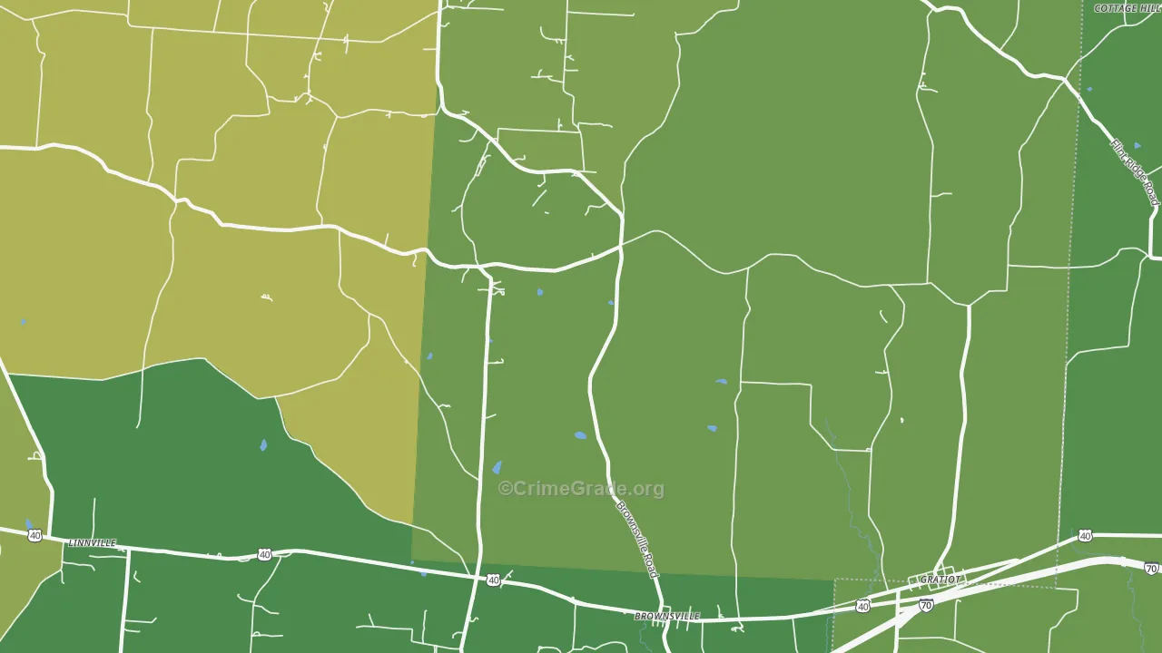 Brownsville, OH Map of Vandalism Rates