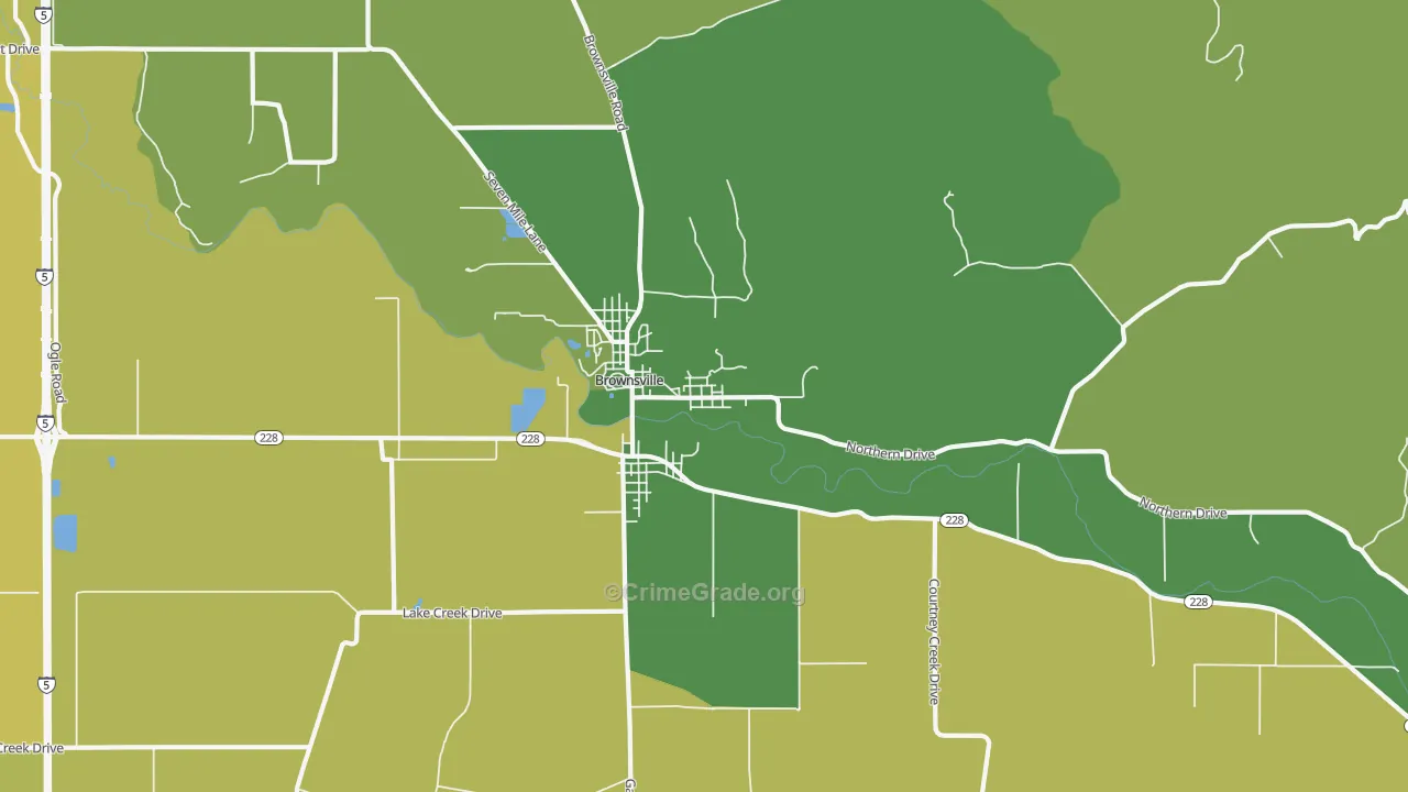 Brownsville, OR Map of Vandalism Rates