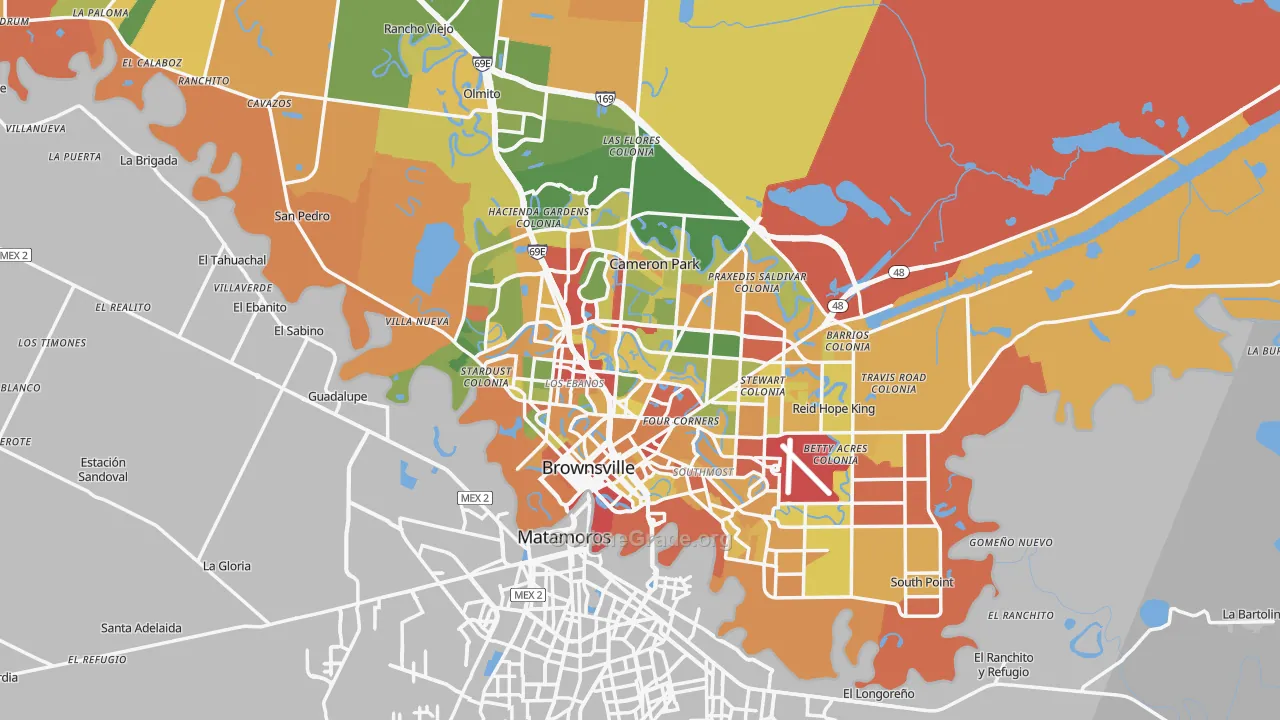 Brownsville, TX Map of Vandalism Rates
