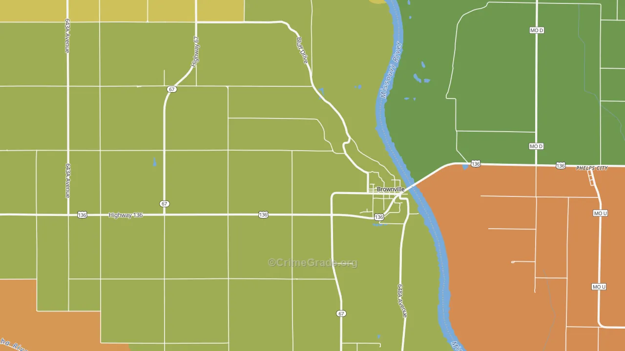 Brownville, NE Map of Vandalism Rates