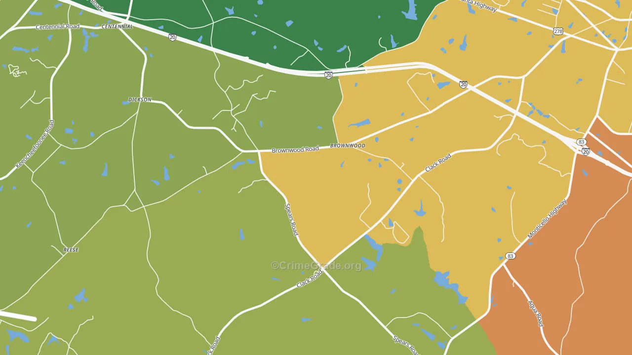 Brownwood, GA Map of Vandalism Rates