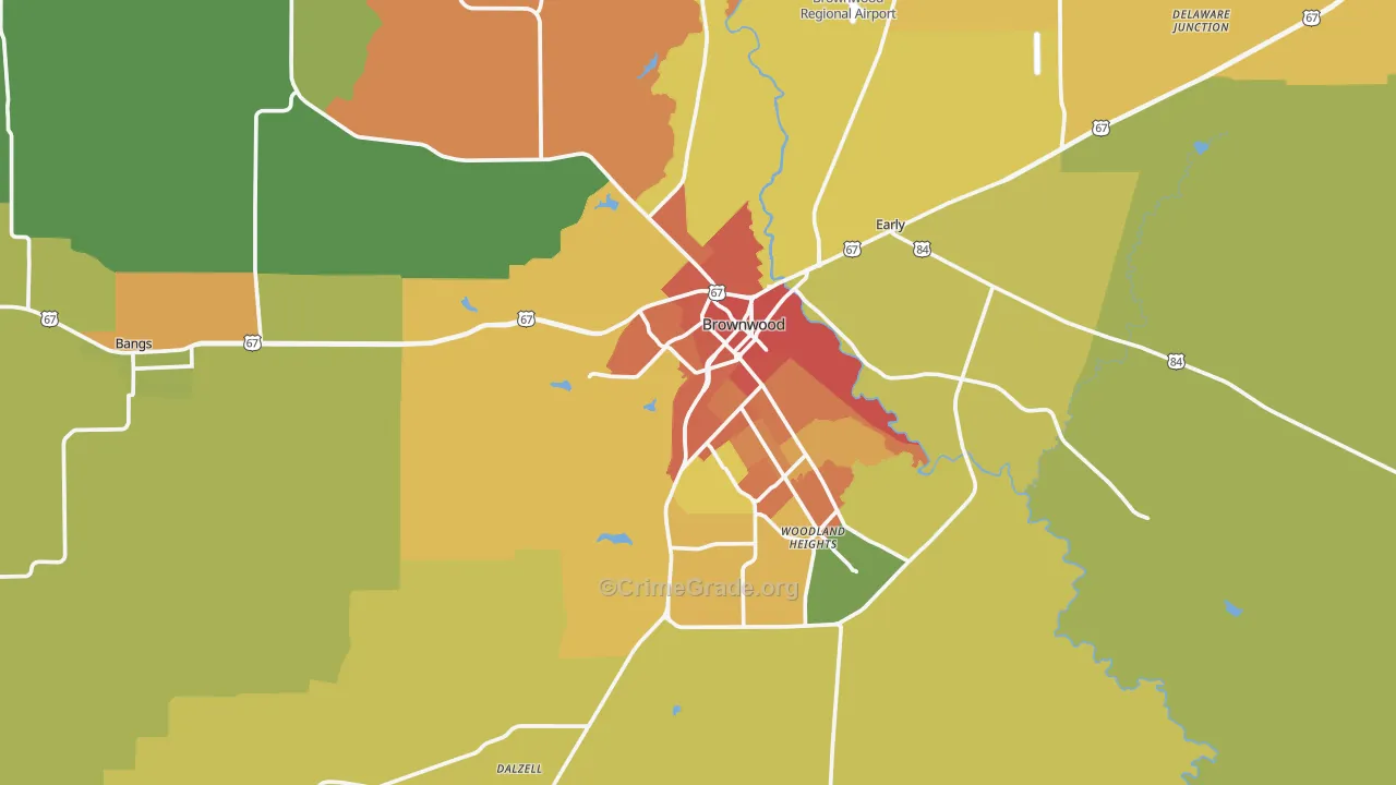 Brownwood, TX Map of Vandalism Rates