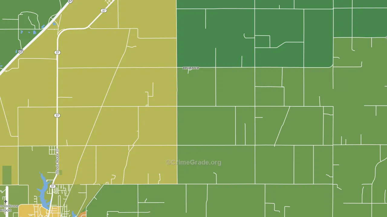 Brubaker, IL Map of Vandalism Rates