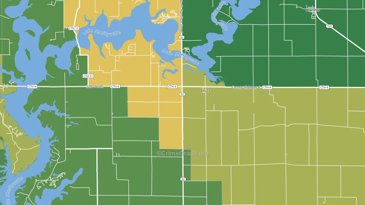 Bruce, IL Map of Vandalism Rates
