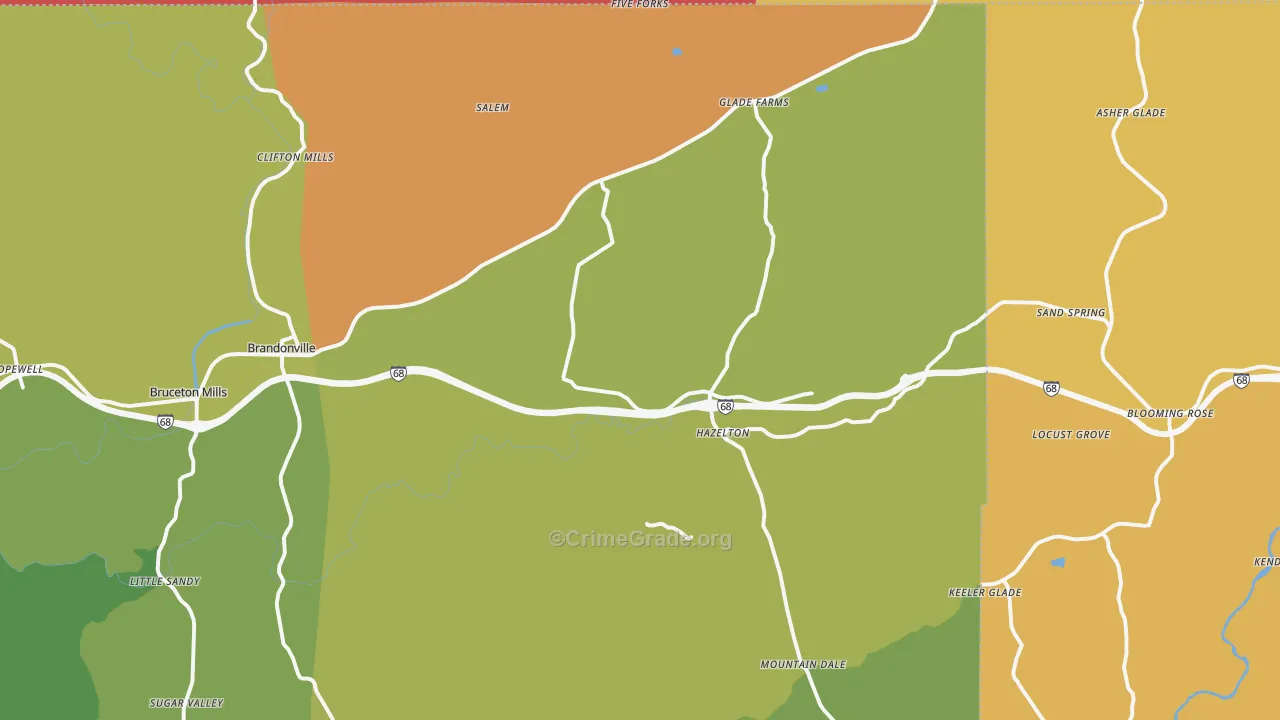 Bruceton Mills, WV Map of Vandalism Rates