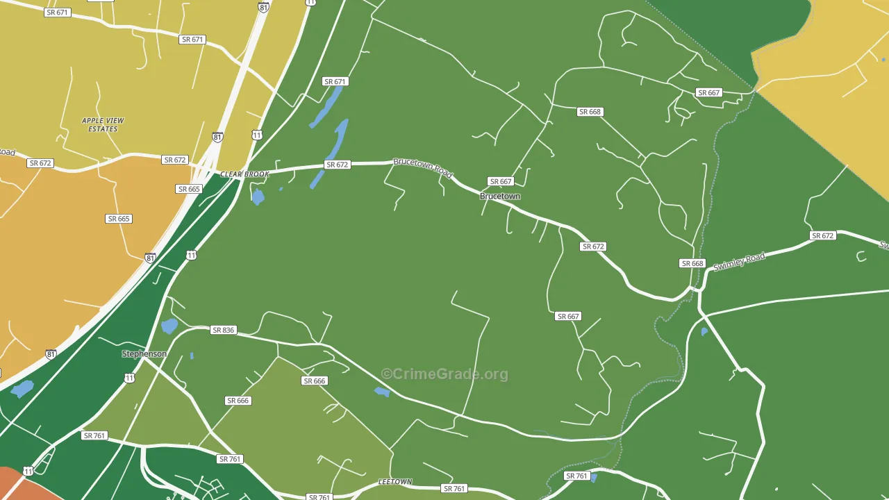 Brucetown, VA Map of Vandalism Rates