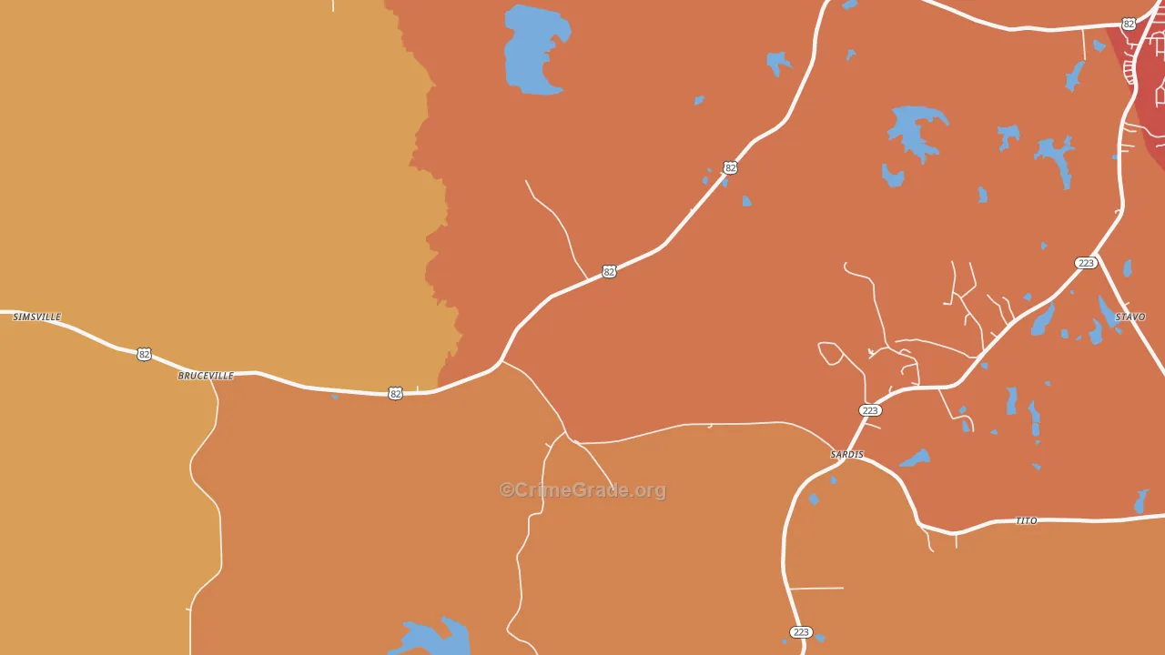 Bruceville, AL Map of Vandalism Rates