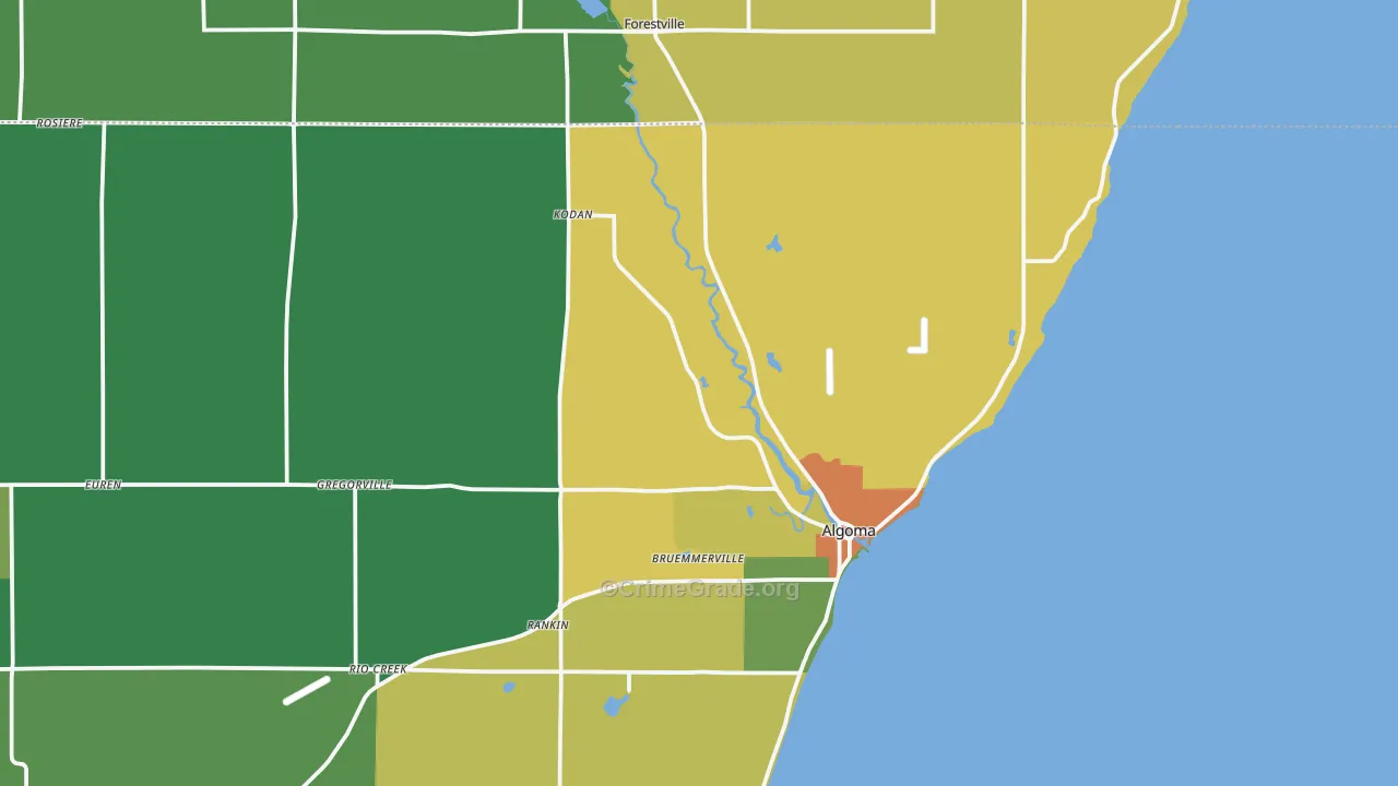 Bruemmerville, WI Map of Vandalism Rates