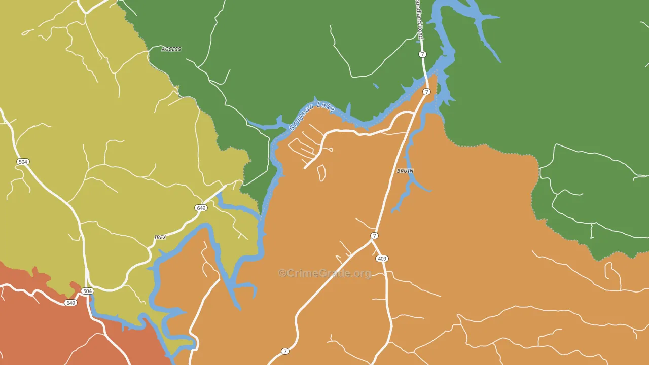 Bruin, KY Map of Vandalism Rates
