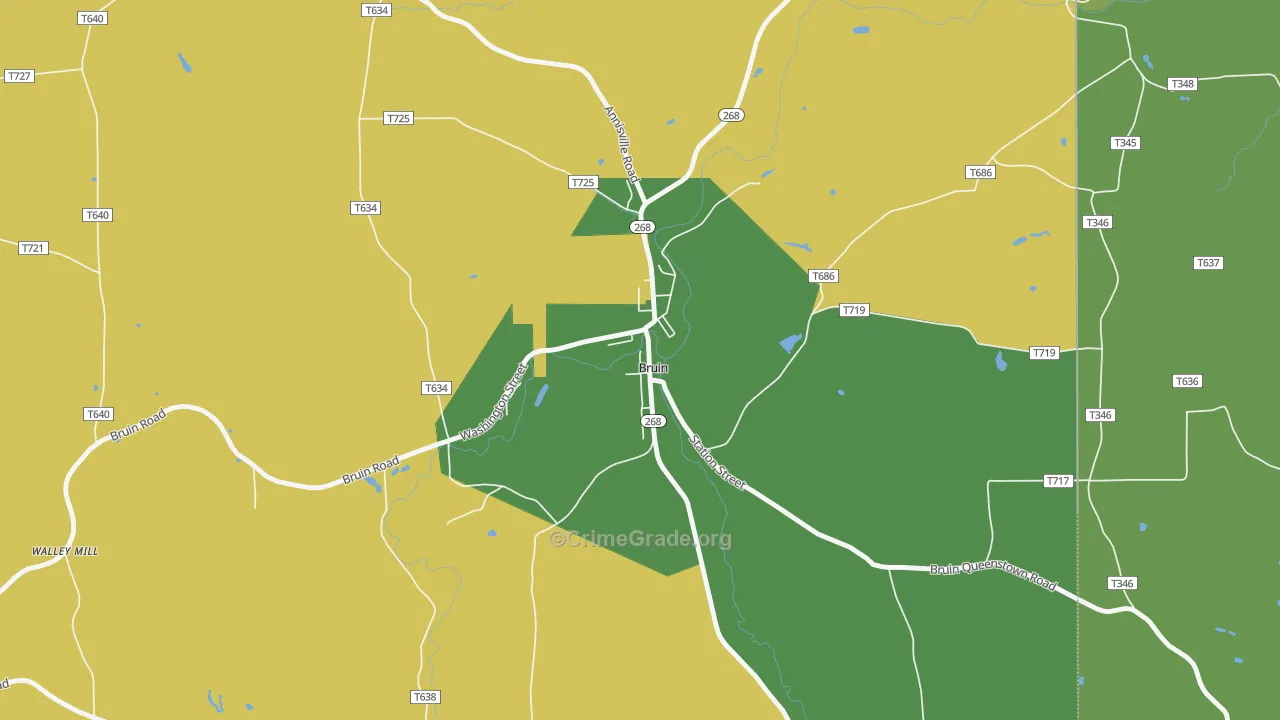 Bruin, PA Map of Vandalism Rates