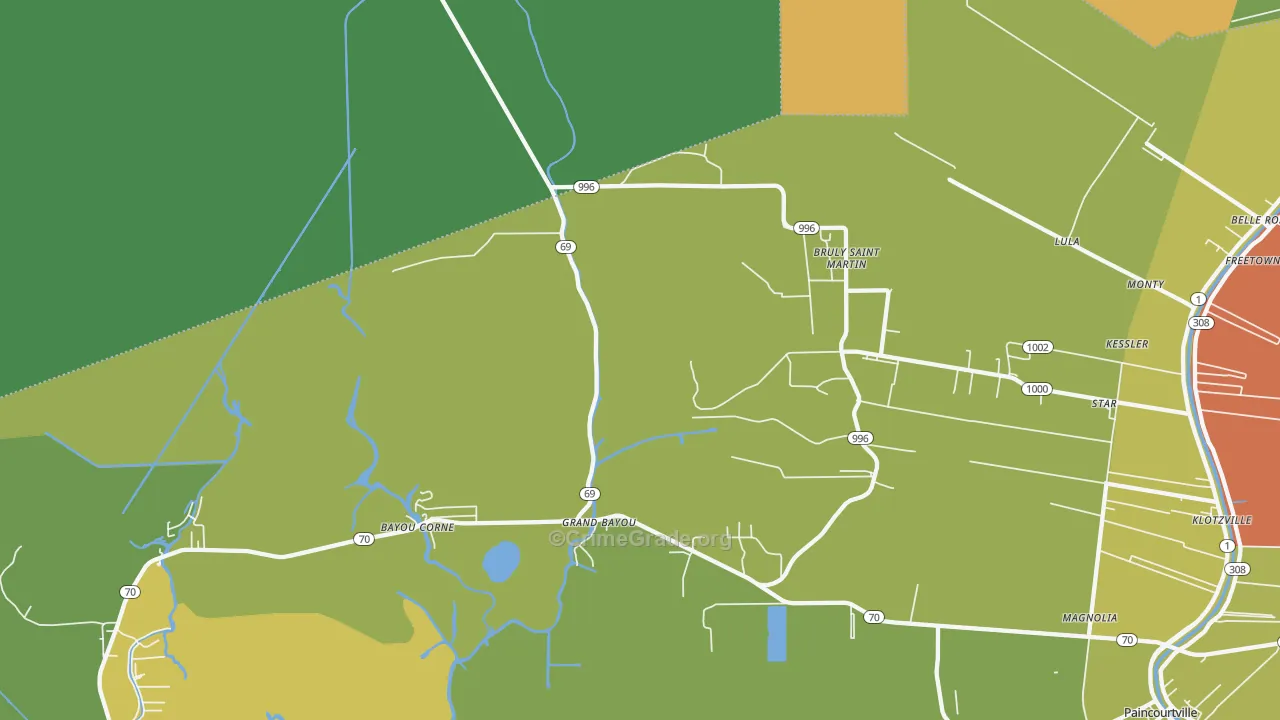 Bruly St. Martin, LA Map of Vandalism Rates
