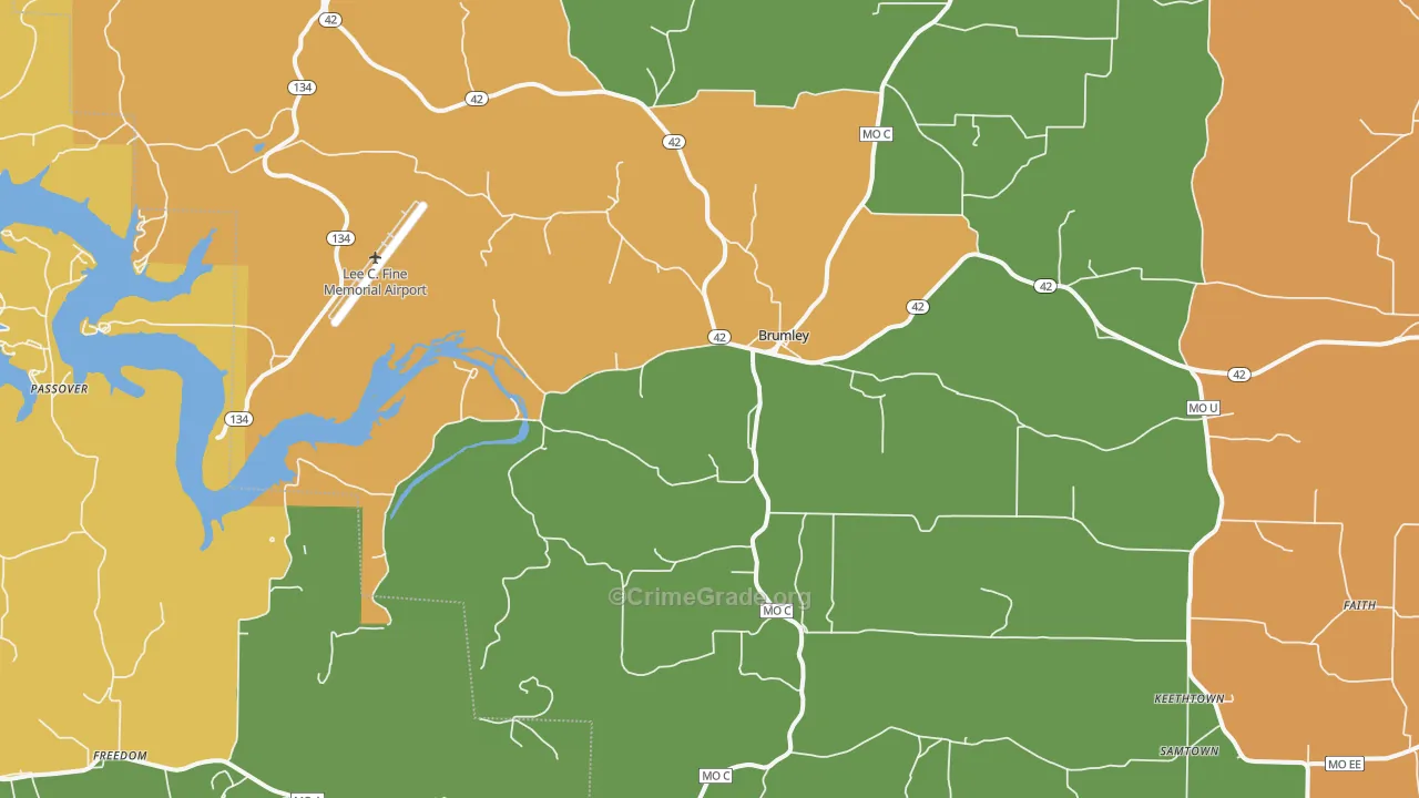 Brumley, MO Map of Vandalism Rates