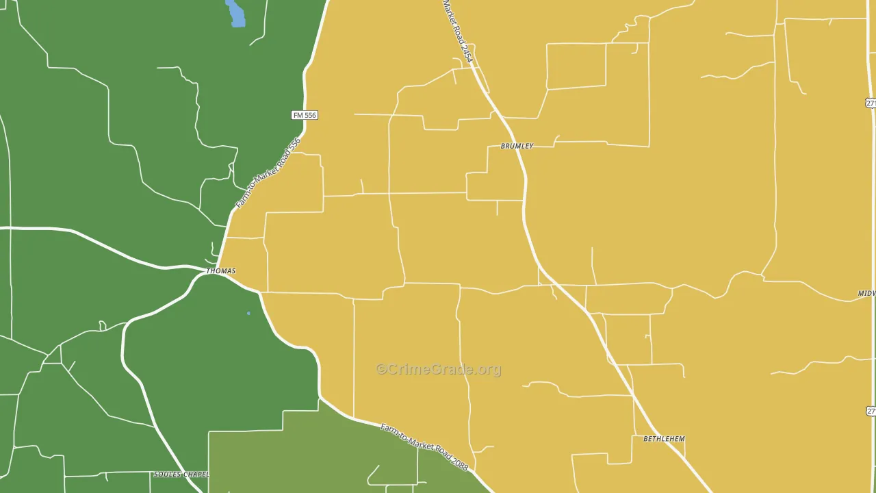 Brumley, TX Map of Vandalism Rates