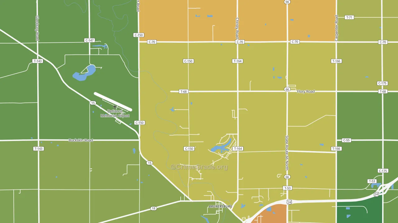 Brunersburg, OH Map of Vandalism Rates
