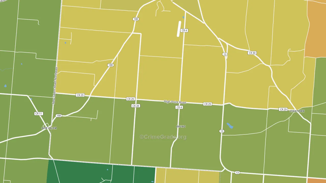 Bruno, OH Map of Vandalism Rates