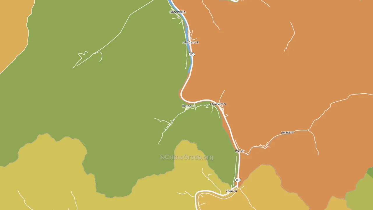 Bruno, WV Map of Vandalism Rates