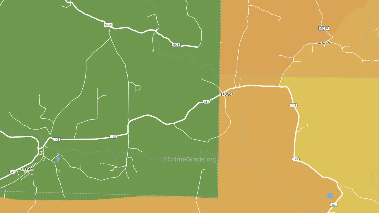 Brunot, MO Map of Vandalism Rates