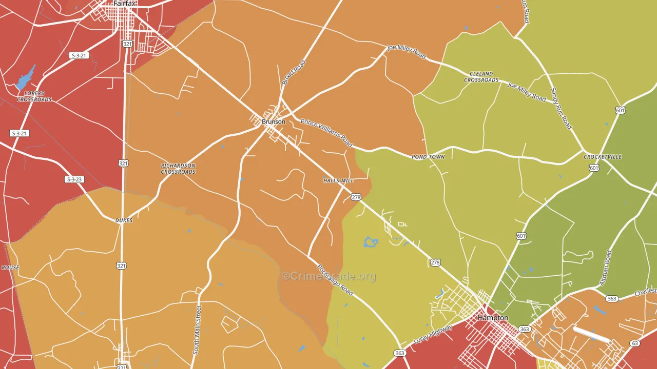 Brunson, SC Map of Vandalism Rates