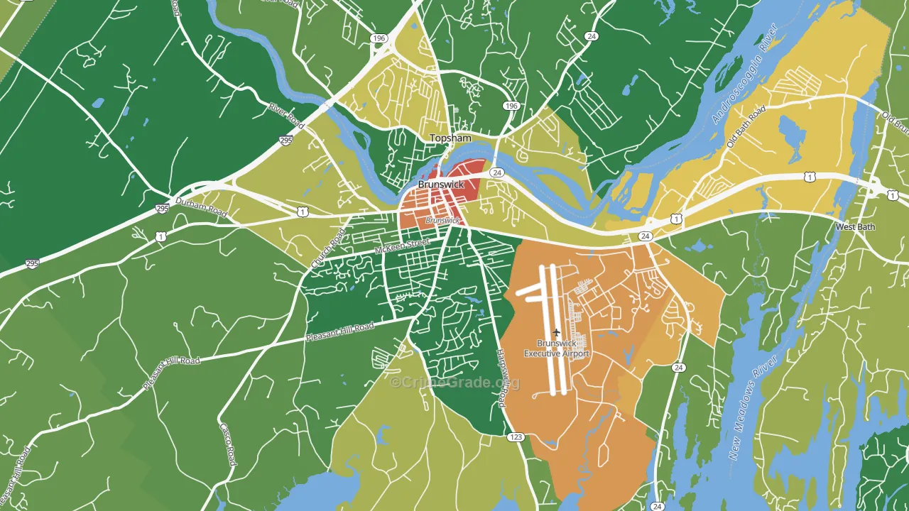 Brunswick, ME Map of Vandalism Rates