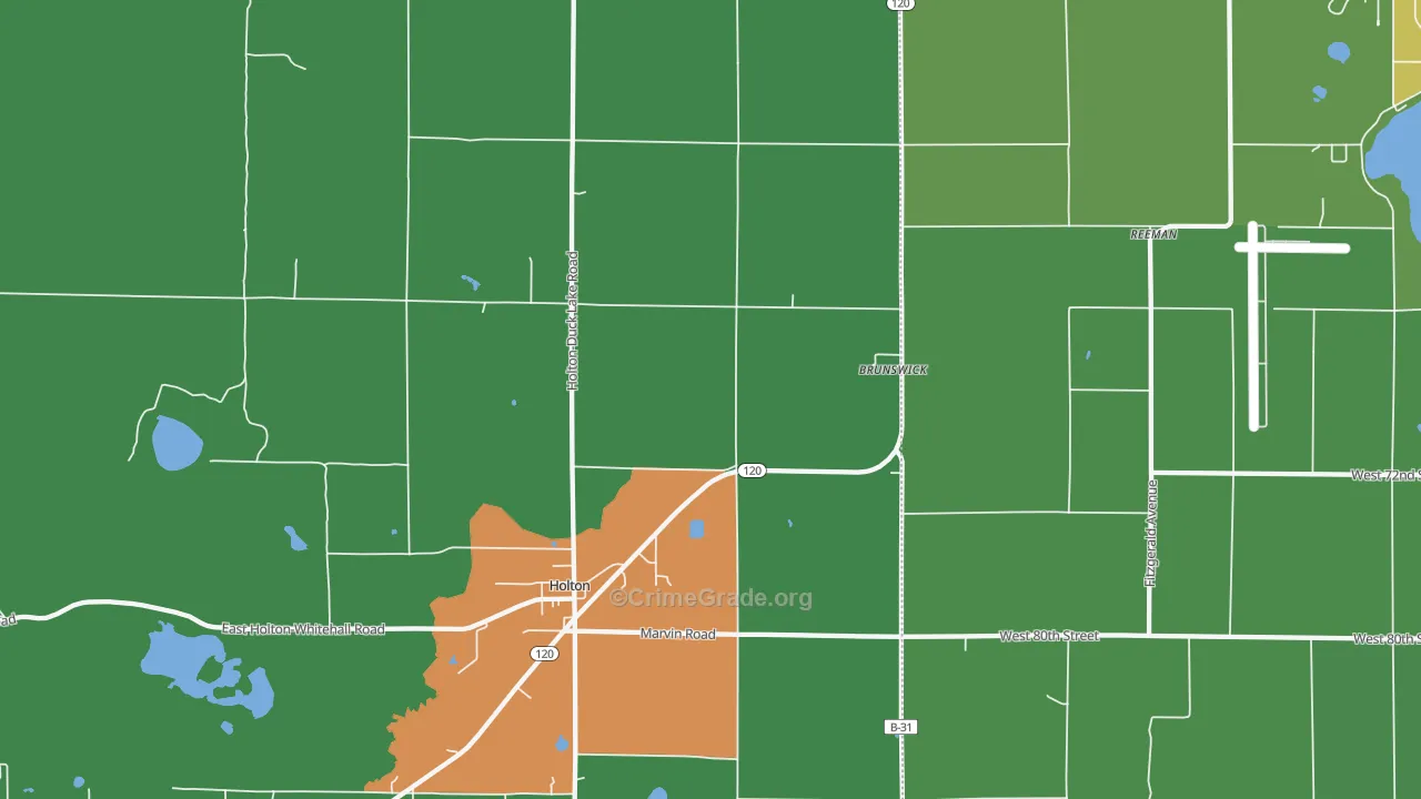 Brunswick, MI Map of Vandalism Rates