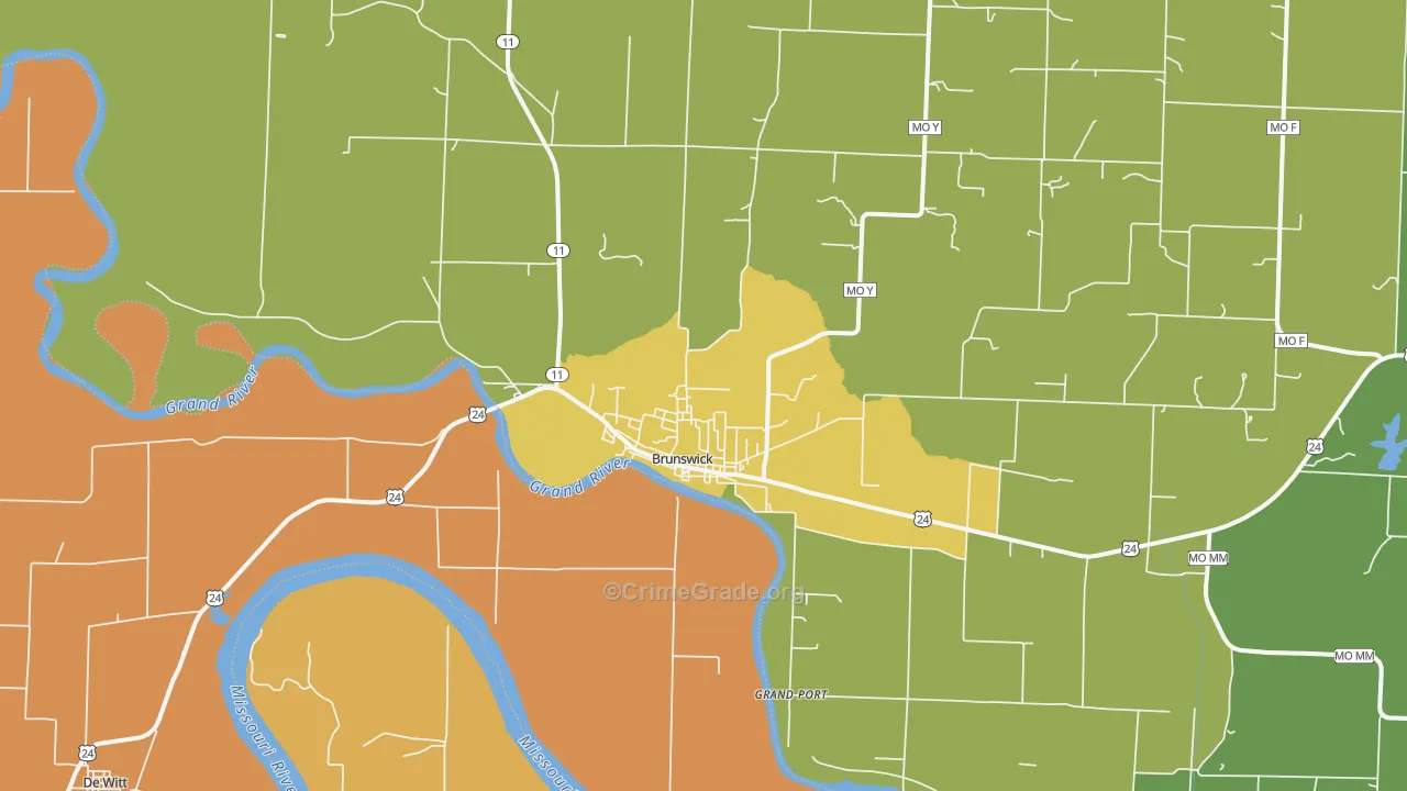 Brunswick, MO Map of Vandalism Rates