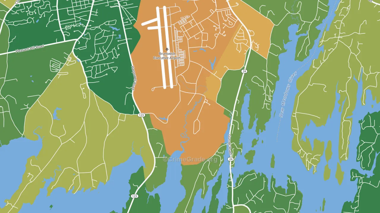 Brunswick Naval Air Station, ME Map of Vandalism Rates