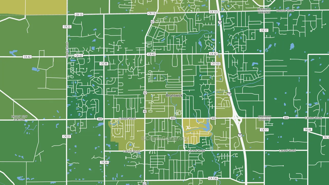 Brunswick, OH Map of Vandalism Rates