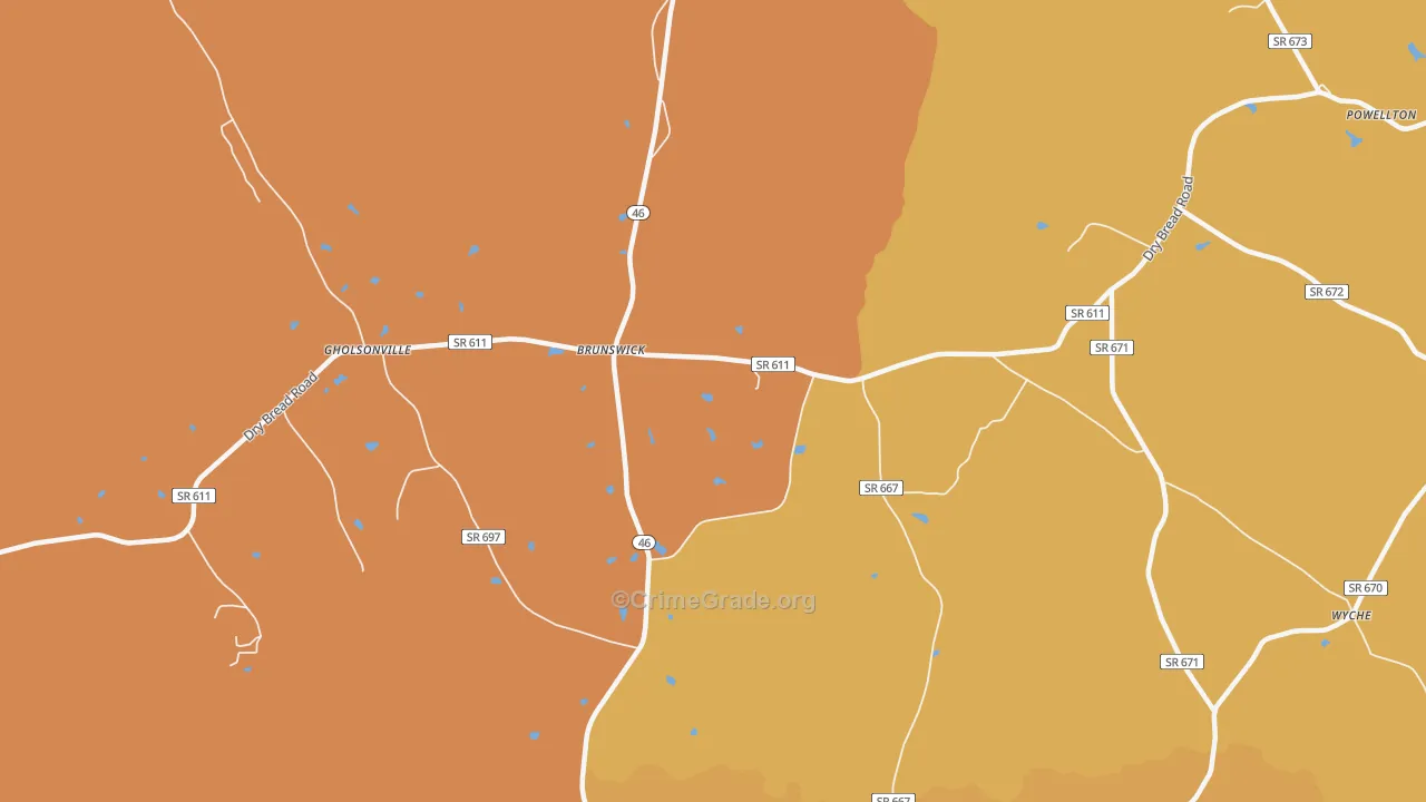 Brunswick, VA Map of Vandalism Rates