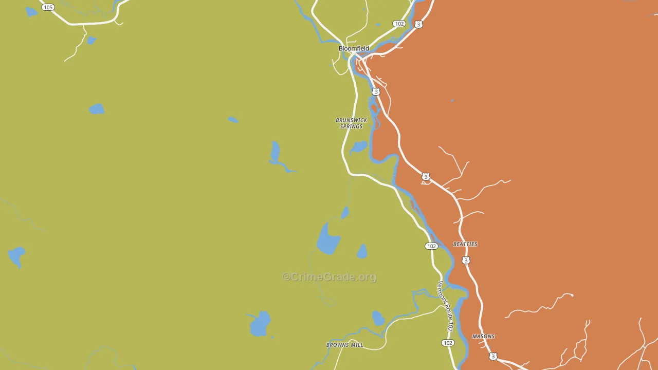 Brunswick, VT Map of Vandalism Rates