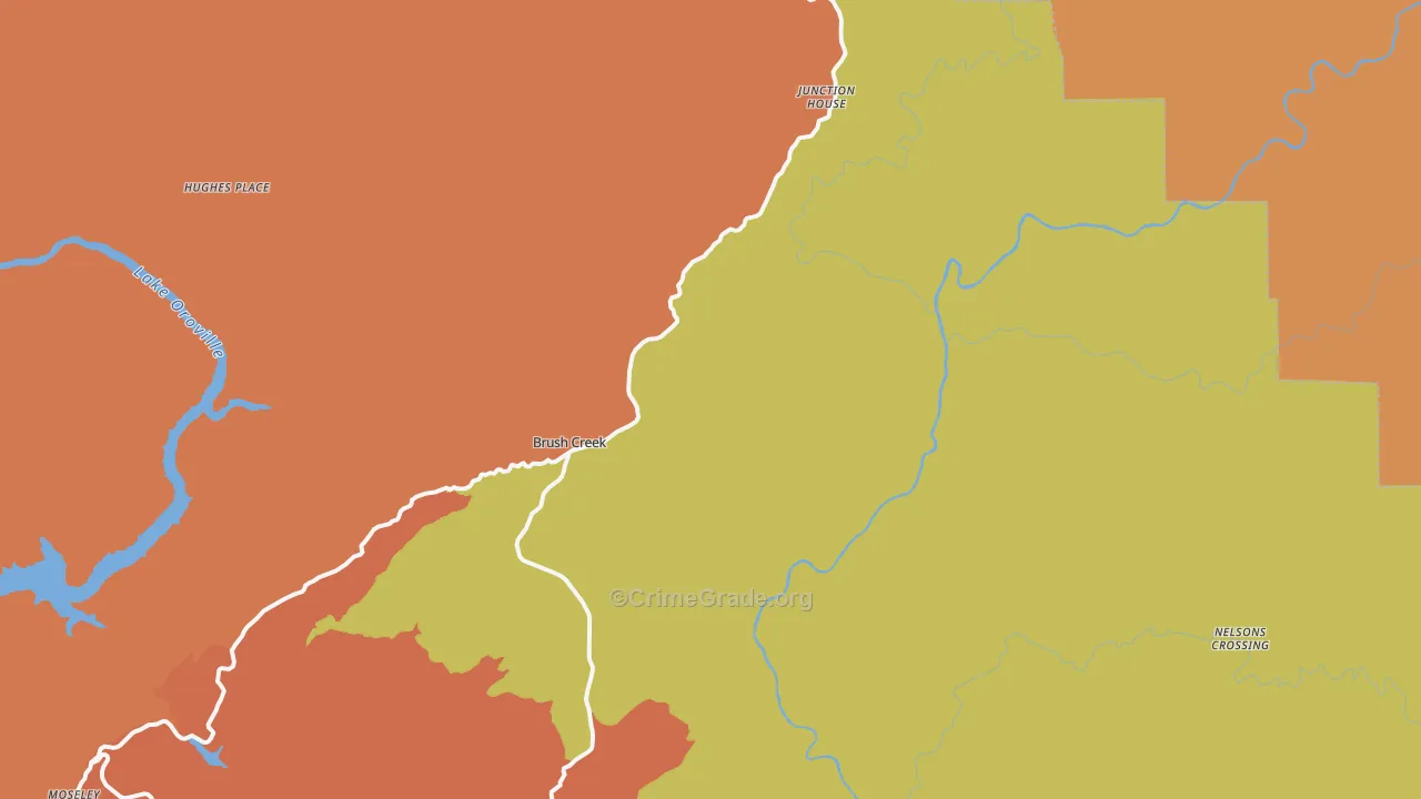 Brush Creek, CA Map of Vandalism Rates