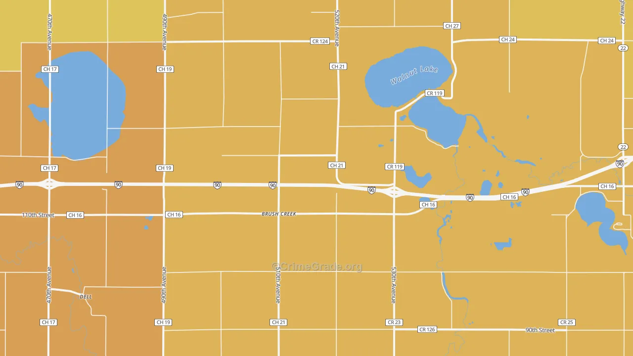 Brush Creek, MN Map of Vandalism Rates